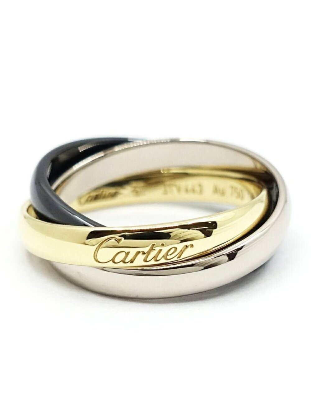 Cartier 18k Yellow Gold WG Trinity Ring Ceramic